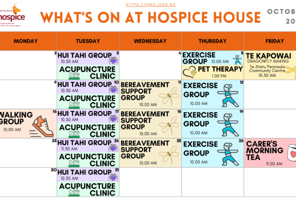 What's on at Hospice House - October 2023