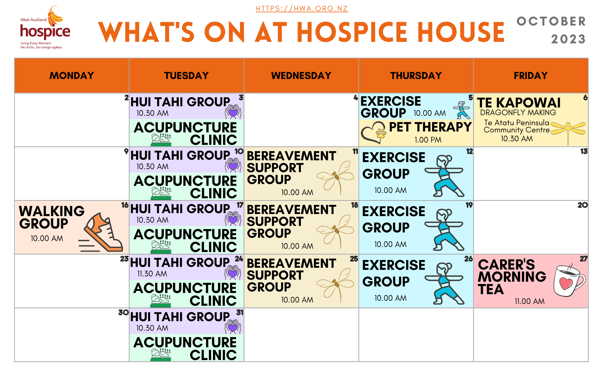 What's on at Hospice House - October 2023