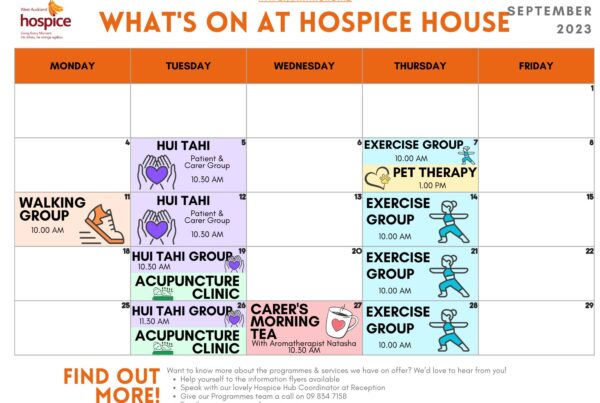 Hospice House programmes September 2023