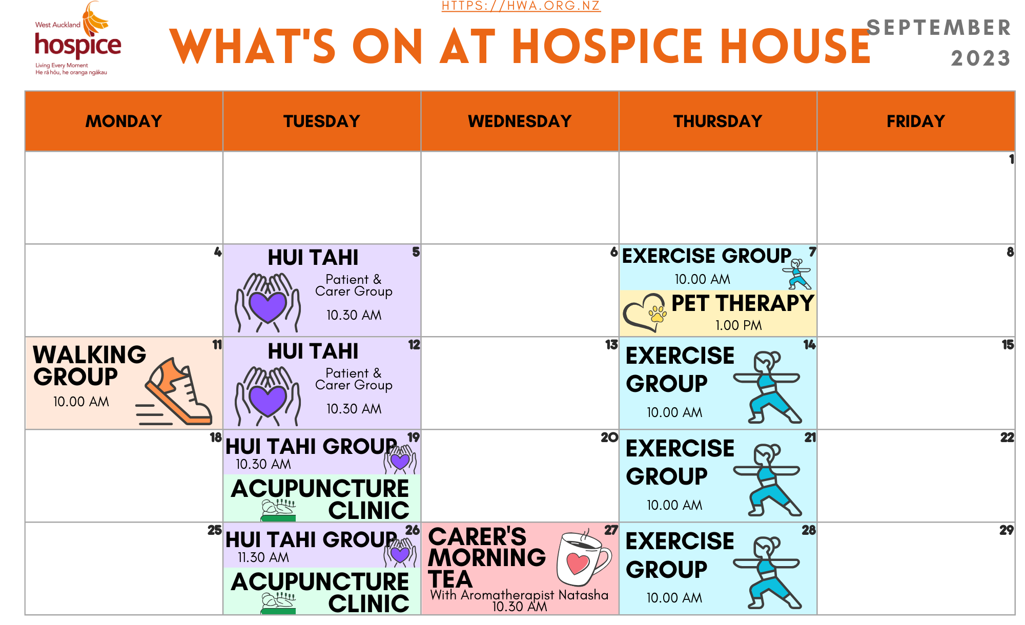 Hospice House programmes September 2023